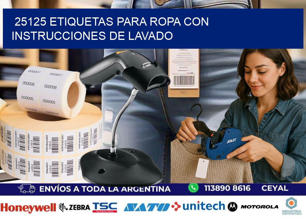 25125 etiquetas para ropa con instrucciones de lavado
