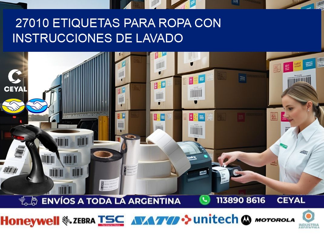 27010 etiquetas para ropa con instrucciones de lavado