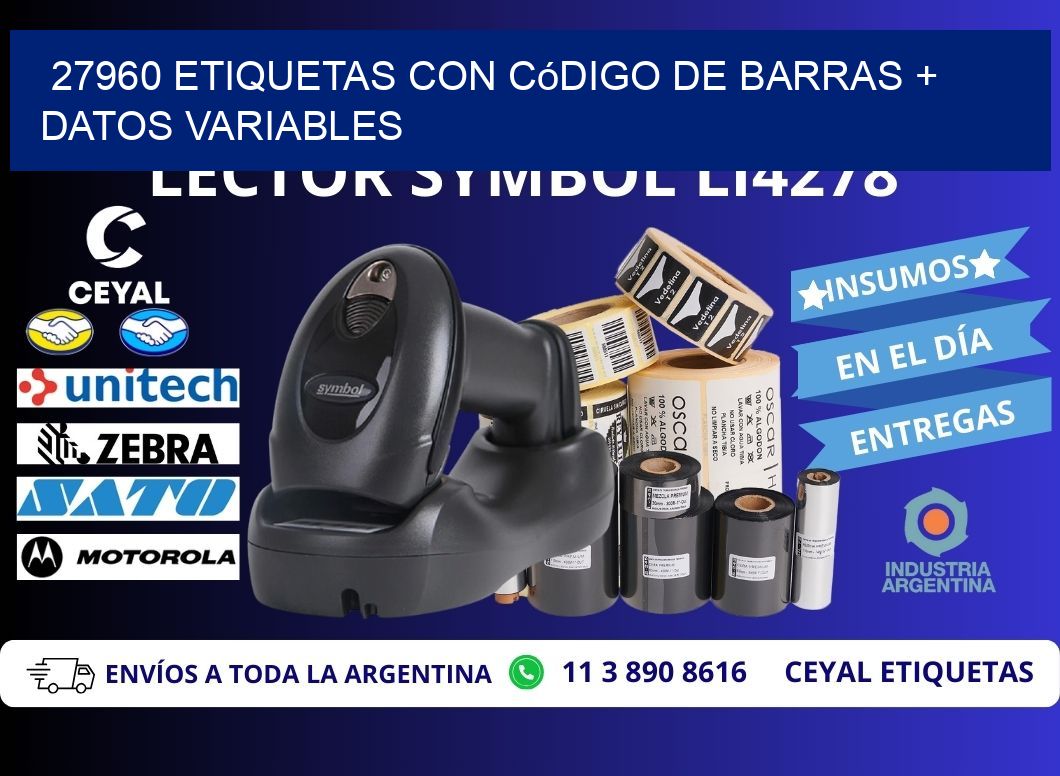 27960 etiquetas con código de barras + datos variables