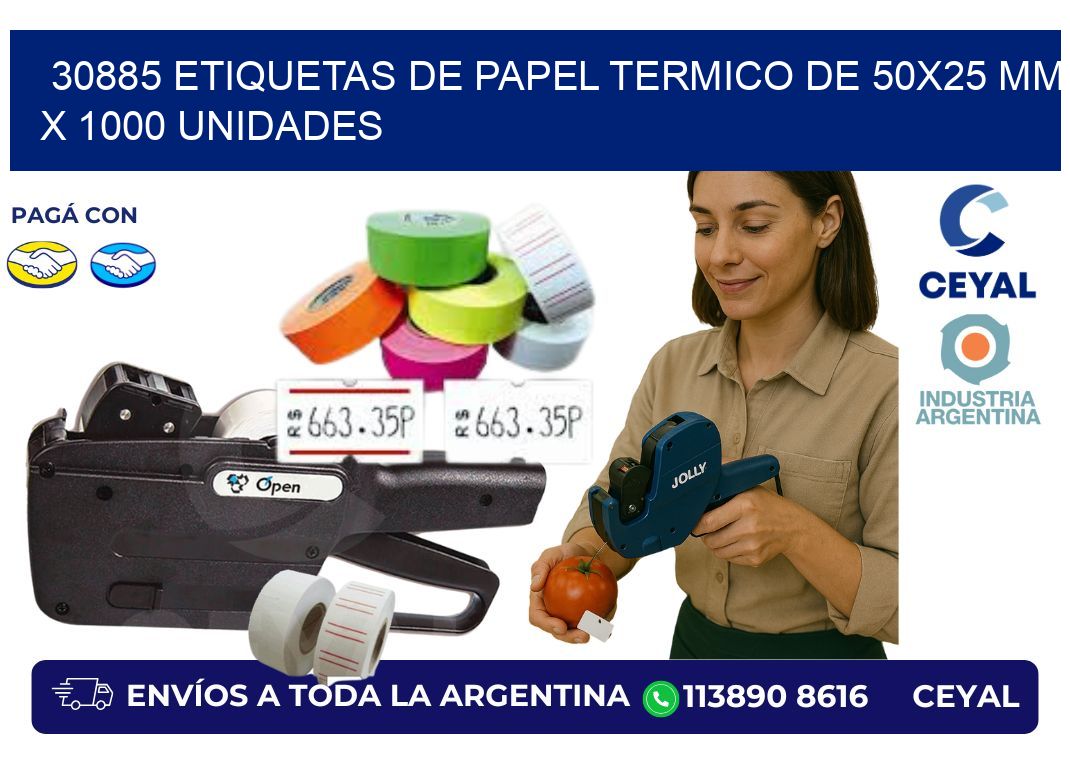 30885 Etiquetas De Papel Termico De 50x25 Mm X 1000 Unidades