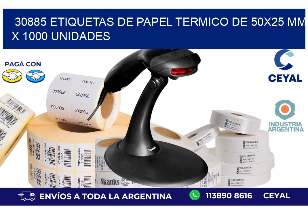 30885 Etiquetas De Papel Termico De 50x25 Mm X 1000 Unidades