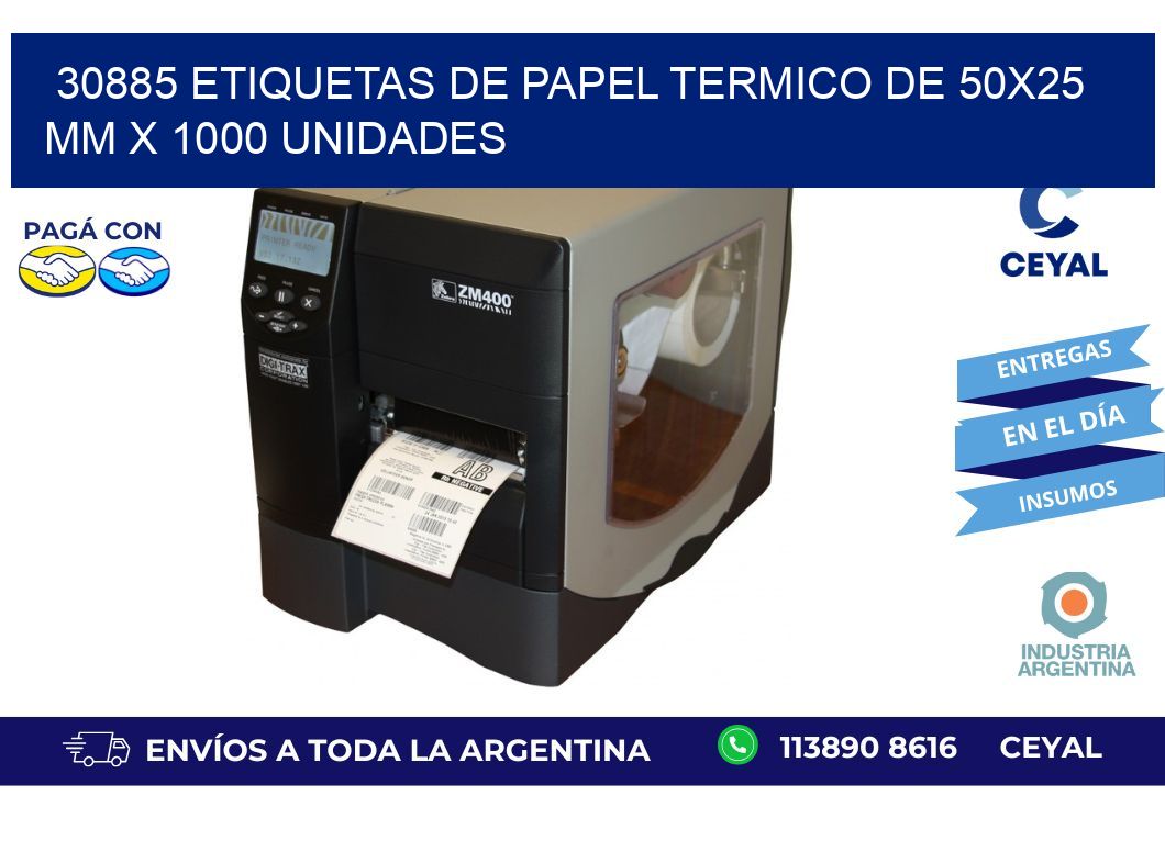 30885 Etiquetas De Papel Termico De 50x25 Mm X 1000 Unidades