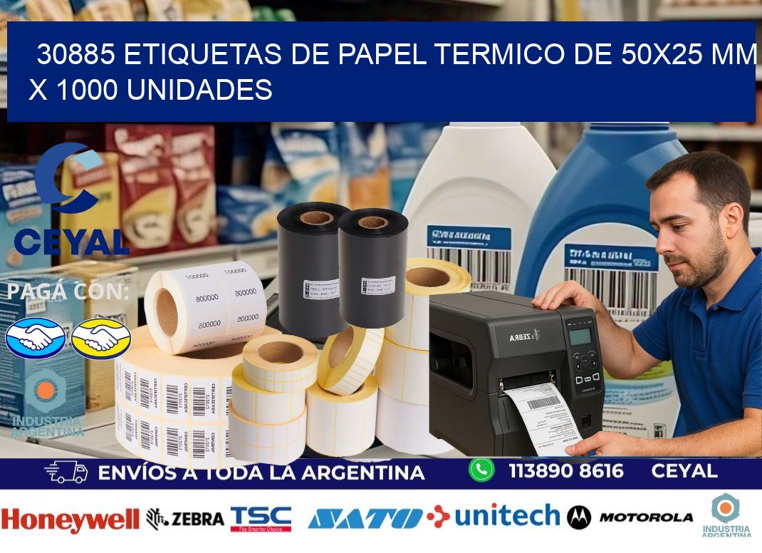 30885 Etiquetas De Papel Termico De 50×25 Mm X 1000 Unidades