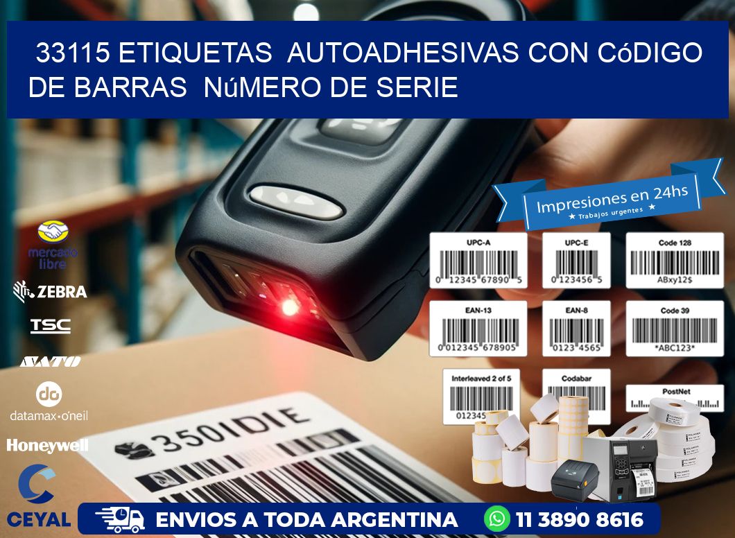 33115 etiquetas  autoadhesivas con código de barras  número de serie