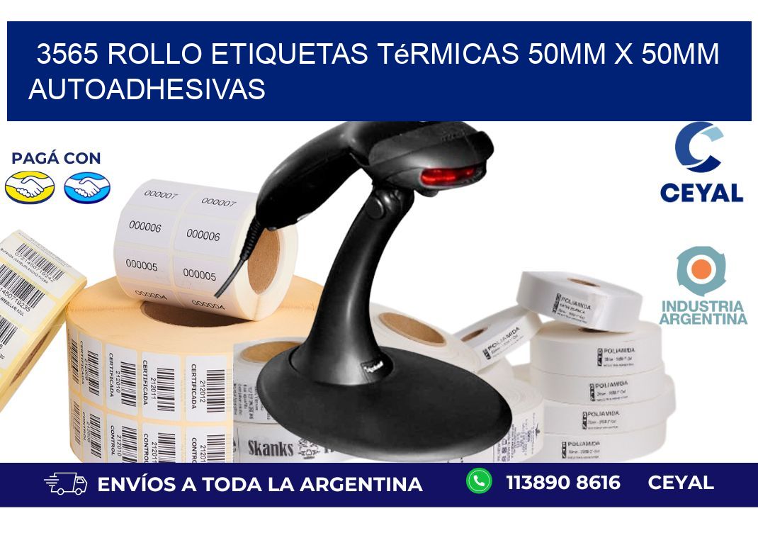 3565 Rollo Etiquetas Térmicas 50mm X 50mm Autoadhesivas