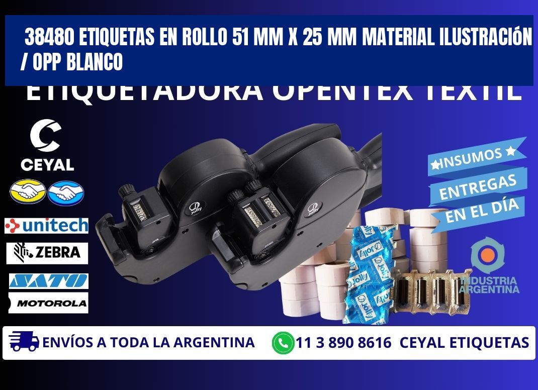 38480 Etiquetas en rollo 51 mm x 25 mm material Ilustración / OPP Blanco