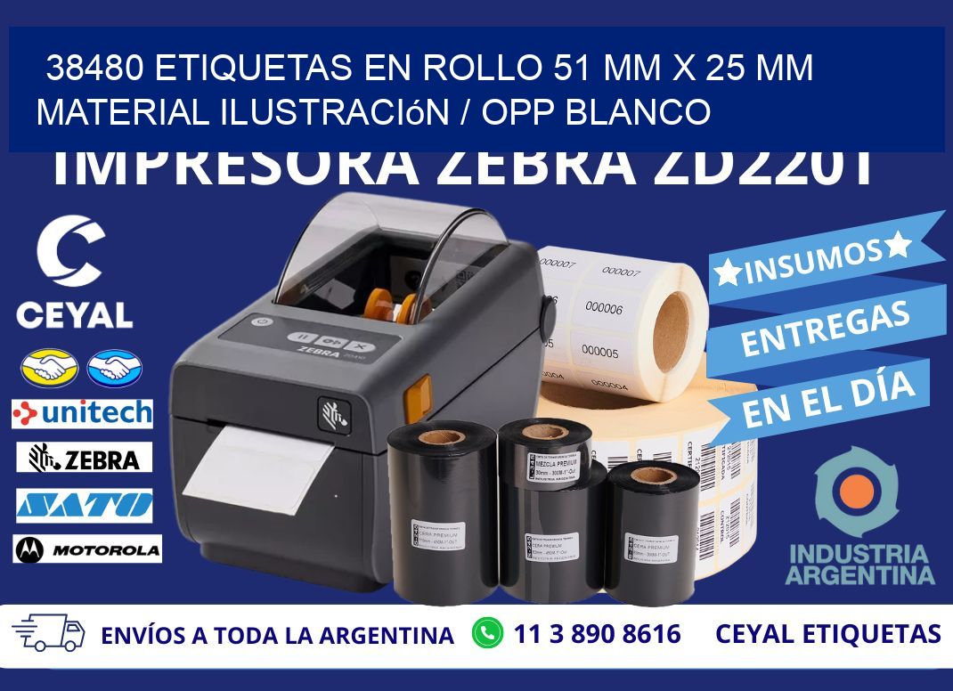 38480 Etiquetas en rollo 51 mm x 25 mm material Ilustración / OPP Blanco