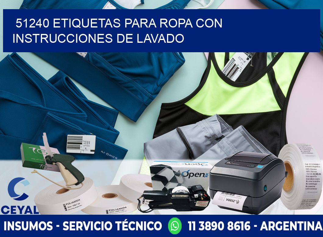 51240 etiquetas para ropa con instrucciones de lavado