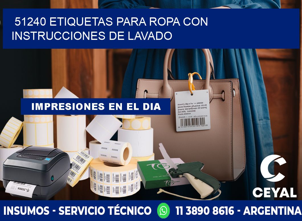 51240 etiquetas para ropa con instrucciones de lavado