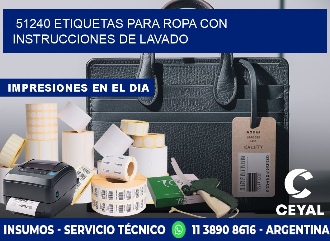 51240 etiquetas para ropa con instrucciones de lavado