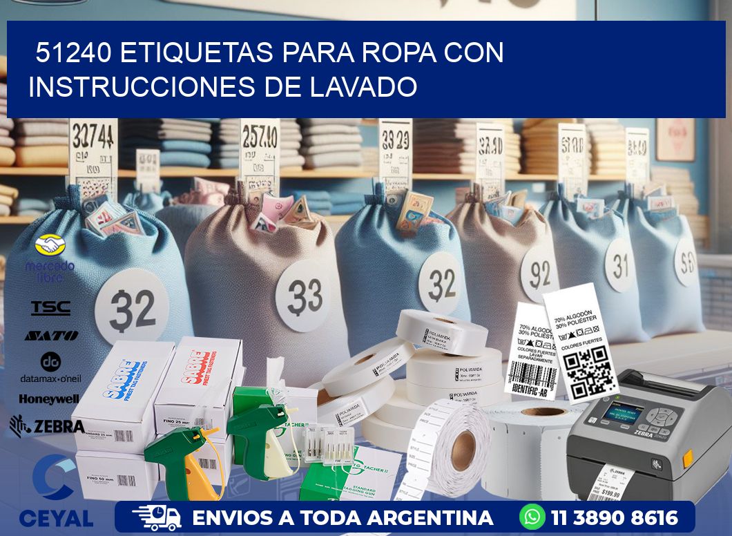 51240 etiquetas para ropa con instrucciones de lavado