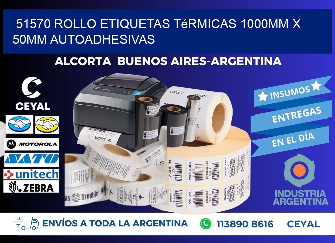 51570 Rollo Etiquetas Térmicas 1000mm X 50mm Autoadhesivas