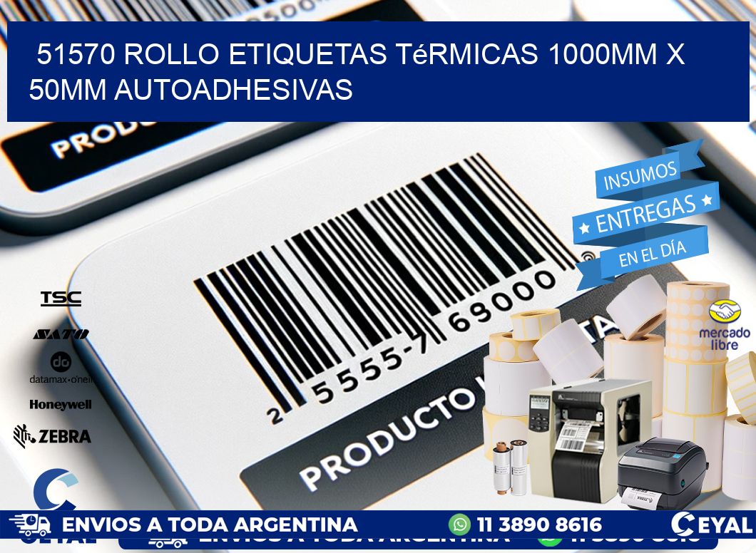 51570 Rollo Etiquetas Térmicas 1000mm X 50mm Autoadhesivas
