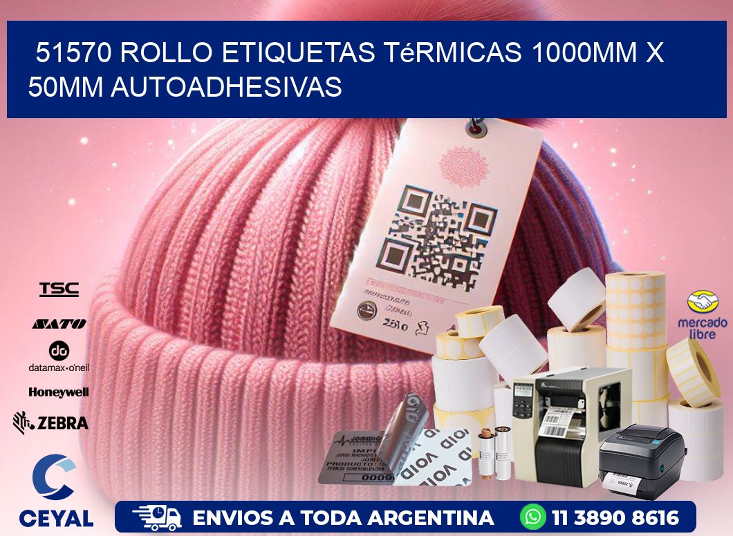 51570 Rollo Etiquetas Térmicas 1000mm X 50mm Autoadhesivas