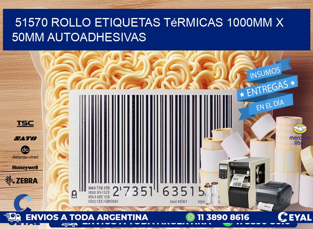 51570 Rollo Etiquetas Térmicas 1000mm X 50mm Autoadhesivas