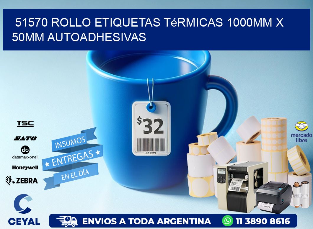 51570 Rollo Etiquetas Térmicas 1000mm X 50mm Autoadhesivas