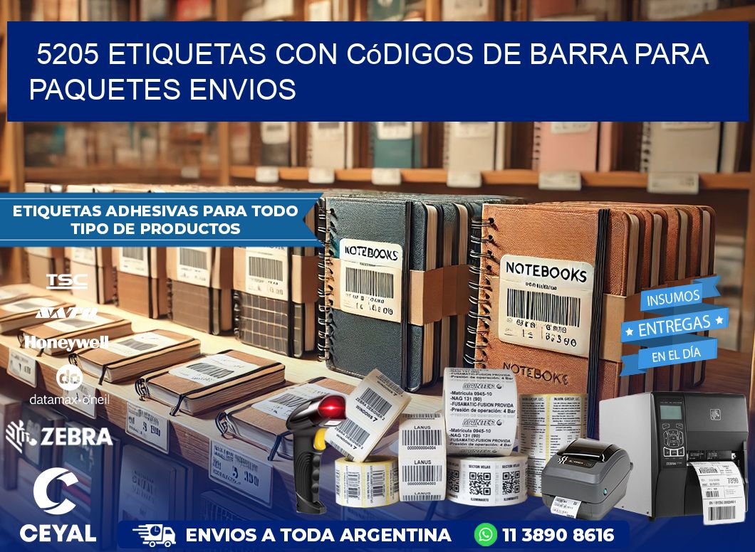 5205 etiquetas con códigos de barra para paquetes envios