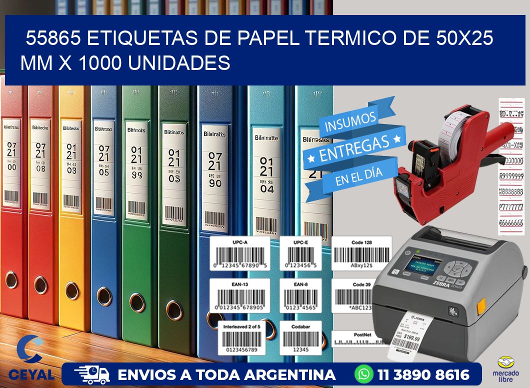55865 Etiquetas De Papel Termico De 50x25 Mm X 1000 Unidades
