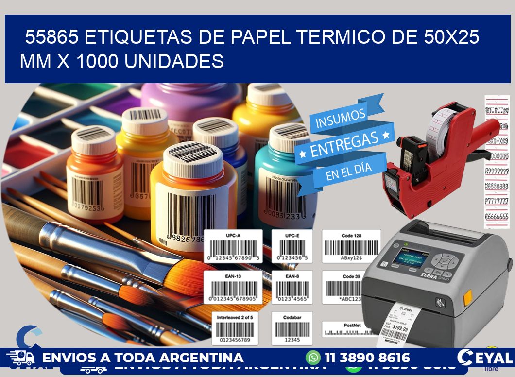 55865 Etiquetas De Papel Termico De 50x25 Mm X 1000 Unidades