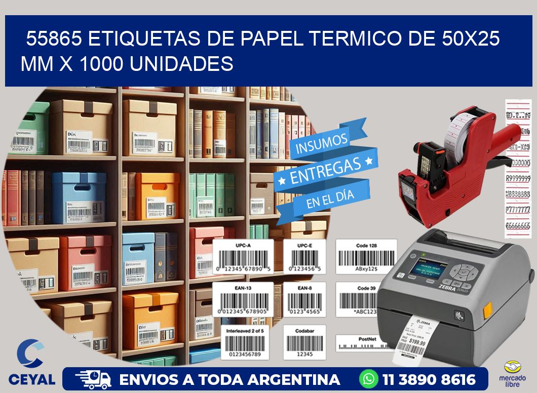 55865 Etiquetas De Papel Termico De 50x25 Mm X 1000 Unidades