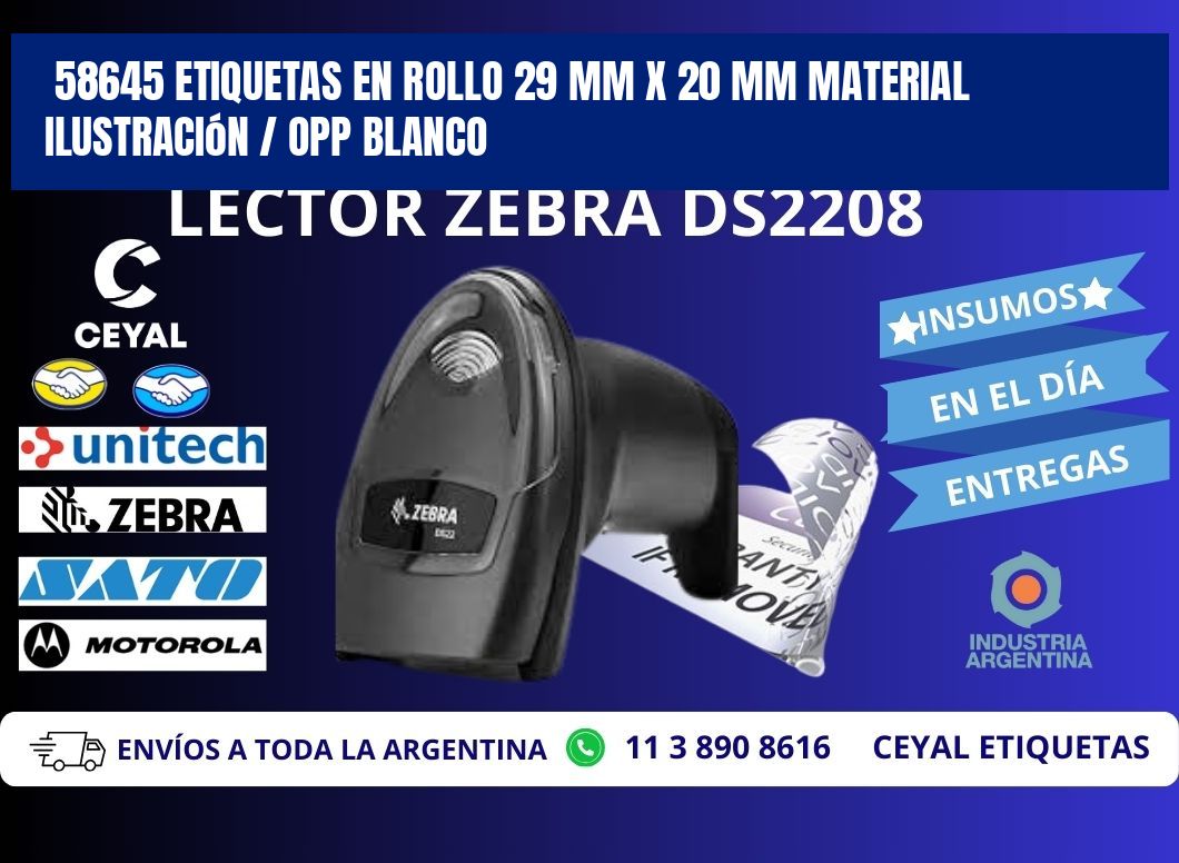 58645 Etiquetas en rollo 29 mm x 20 mm material Ilustración / OPP Blanco