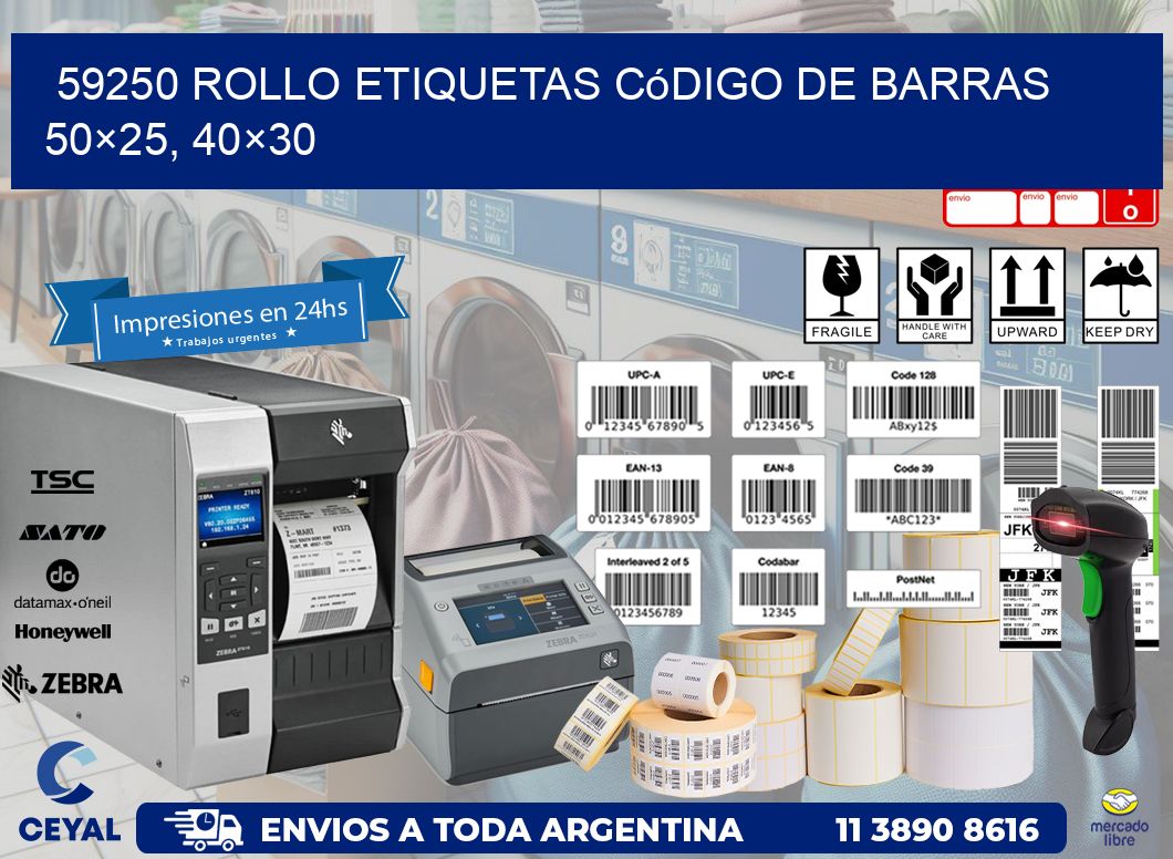 59250 rollo etiquetas código de barras 50×25, 40×30