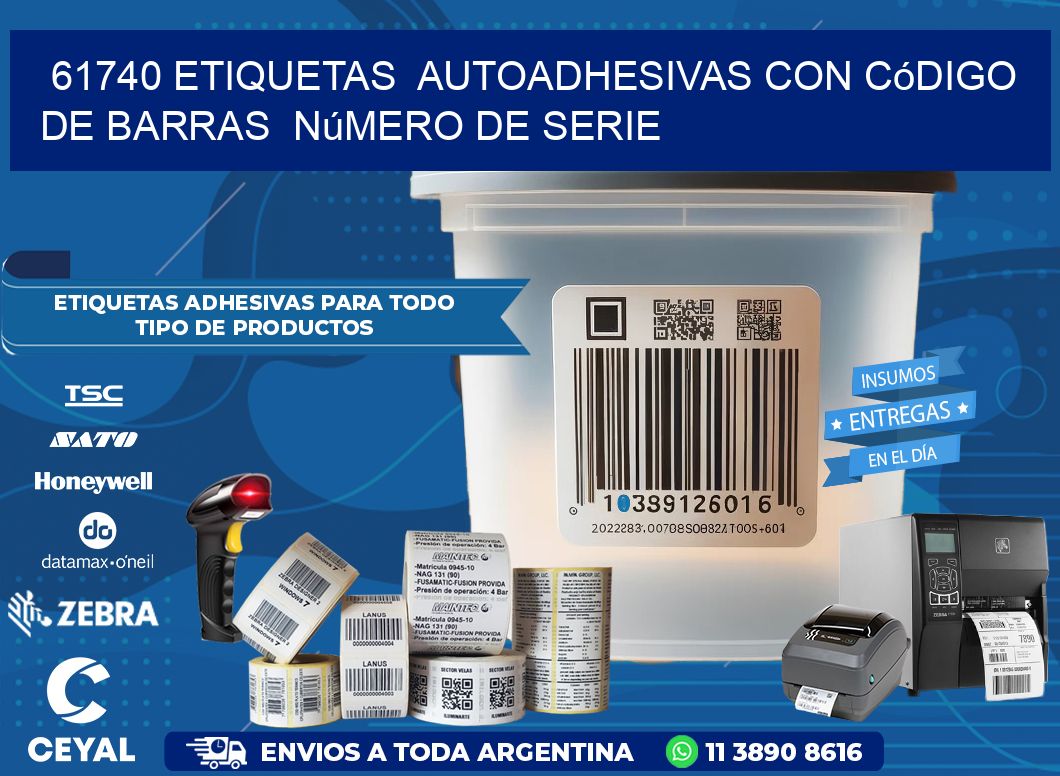 61740 etiquetas  autoadhesivas con código de barras  número de serie