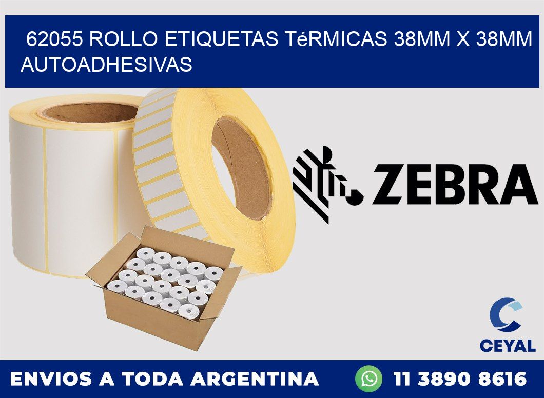 62055 Rollo Etiquetas Térmicas 38mm X 38mm Autoadhesivas