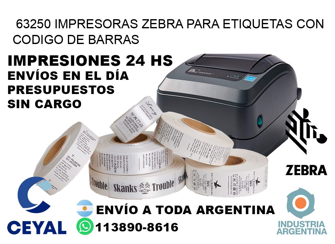 63250 impresoras zebra para etiquetas con codigo de barras