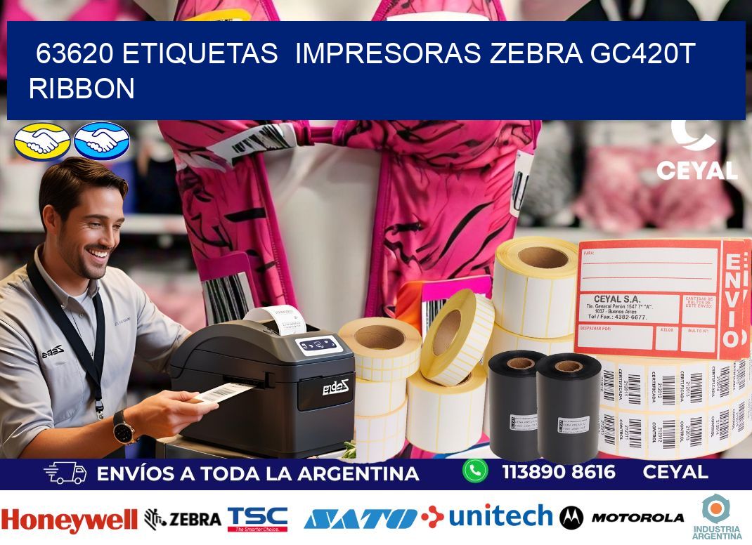 63620 etiquetas  impresoras zebra gc420t ribbon