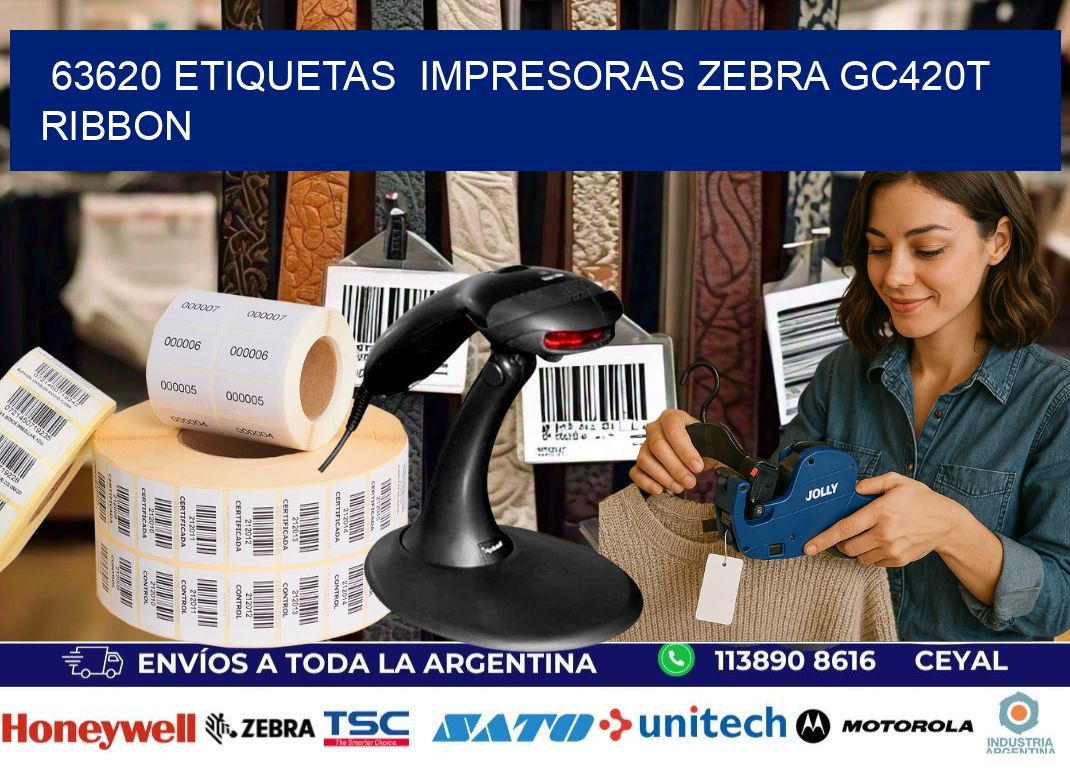 63620 etiquetas  impresoras zebra gc420t ribbon