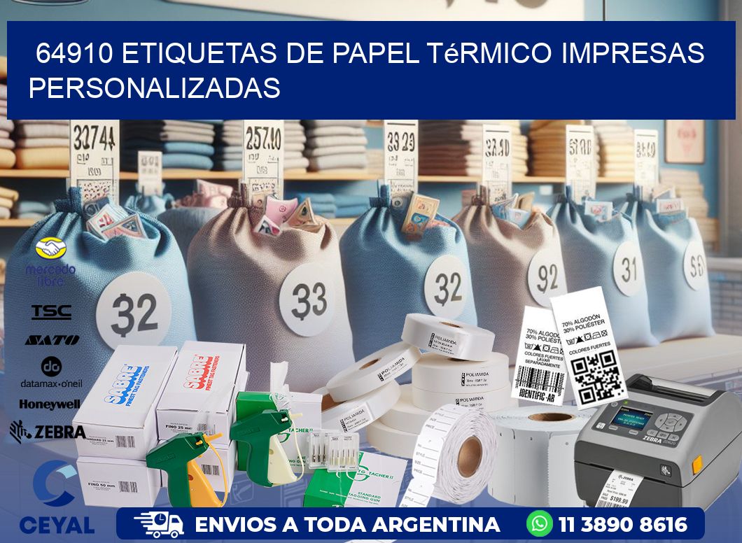 64910 Etiquetas de papel térmico impresas personalizadas