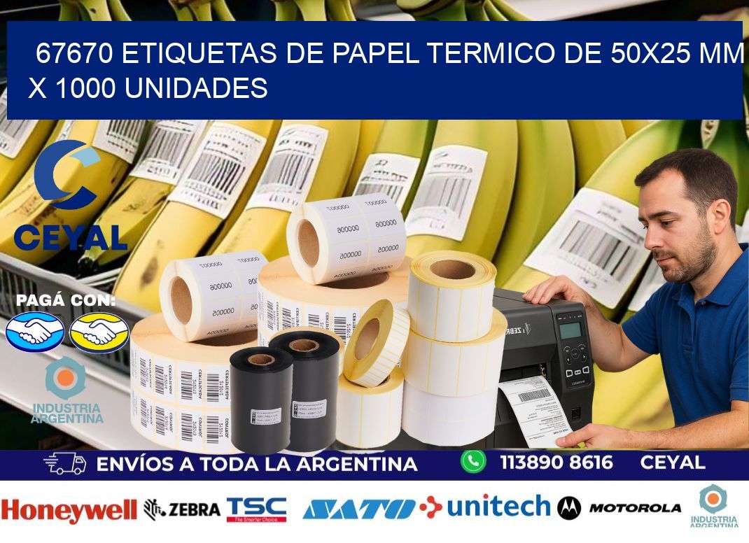 67670 Etiquetas De Papel Termico De 50×25 Mm X 1000 Unidades
