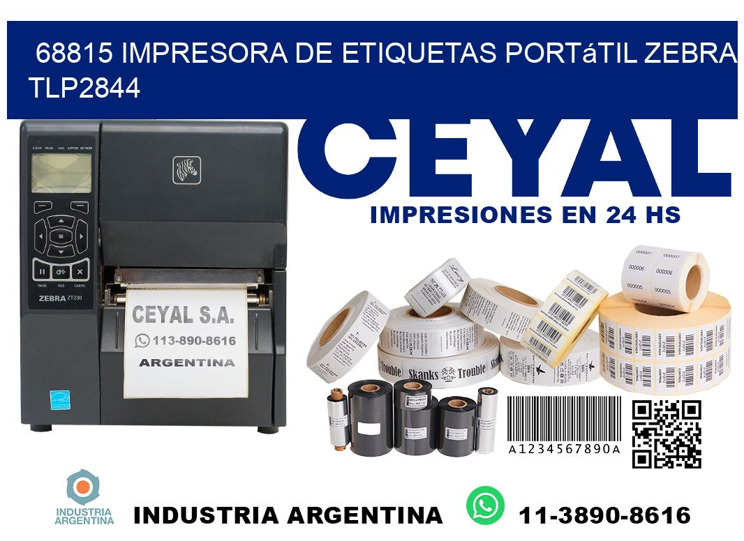 68815 impresora de etiquetas portátil Zebra TLP2844