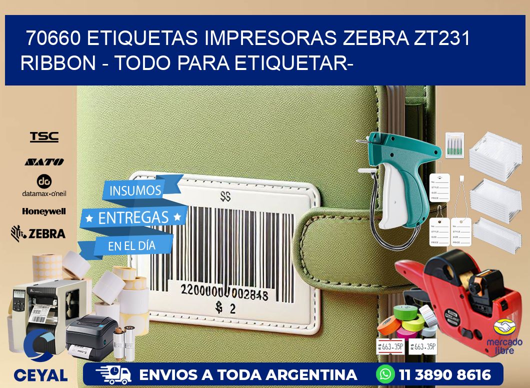 70660 etiquetas impresoras zebra zt231 ribbon - Todo para Etiquetar-
