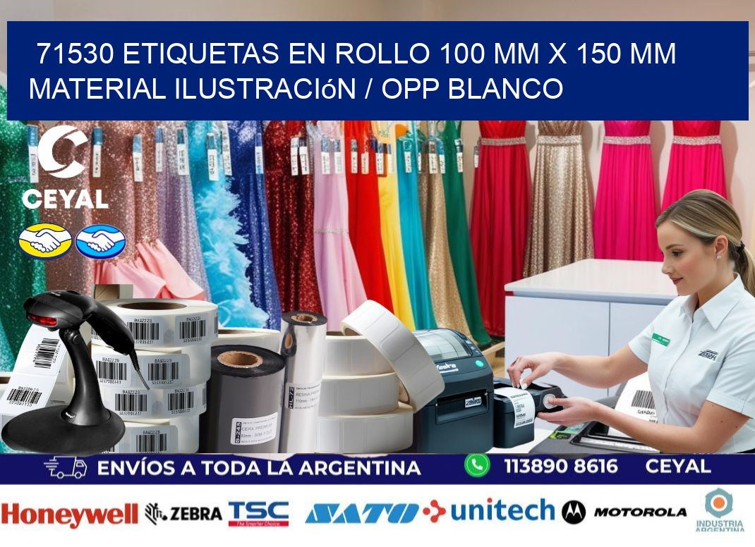 71530 Etiquetas en rollo 100 mm x 150 mm material Ilustración / OPP Blanco