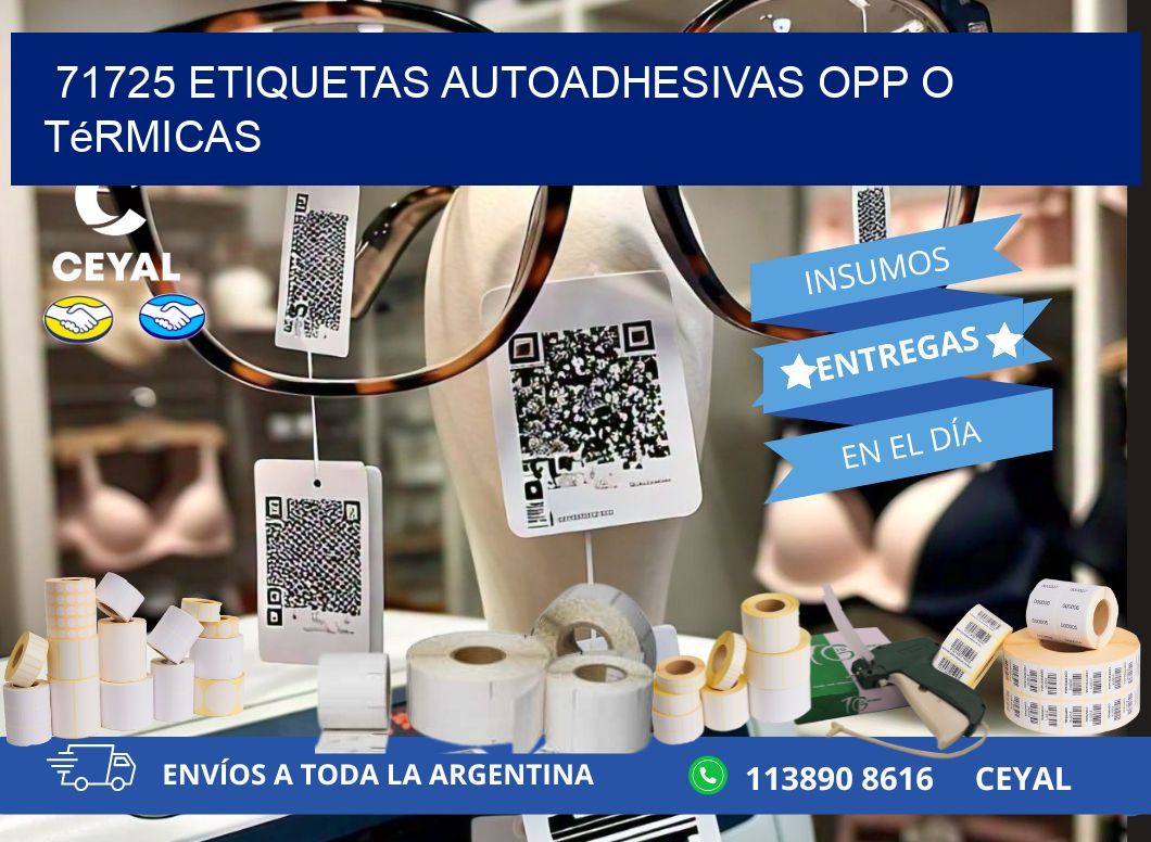 71725 etiquetas autoadhesivas opp o térmicas