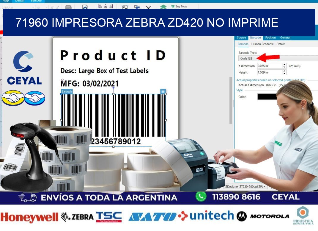 71960 Impresora Zebra ZD420 no imprime