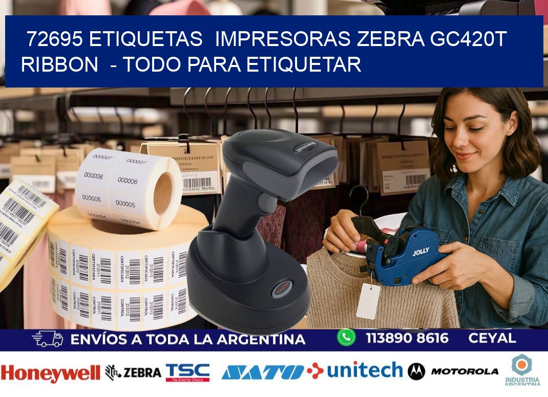 72695 etiquetas  impresoras zebra gc420t ribbon  - Todo para Etiquetar