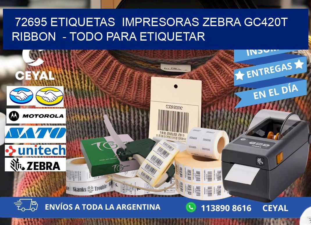 72695 etiquetas  impresoras zebra gc420t ribbon  - Todo para Etiquetar