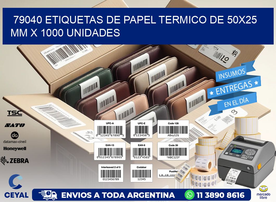 79040 Etiquetas De Papel Termico De 50x25 Mm X 1000 Unidades