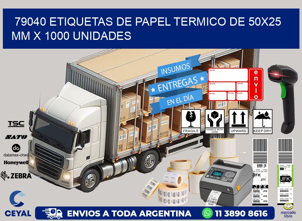79040 Etiquetas De Papel Termico De 50x25 Mm X 1000 Unidades