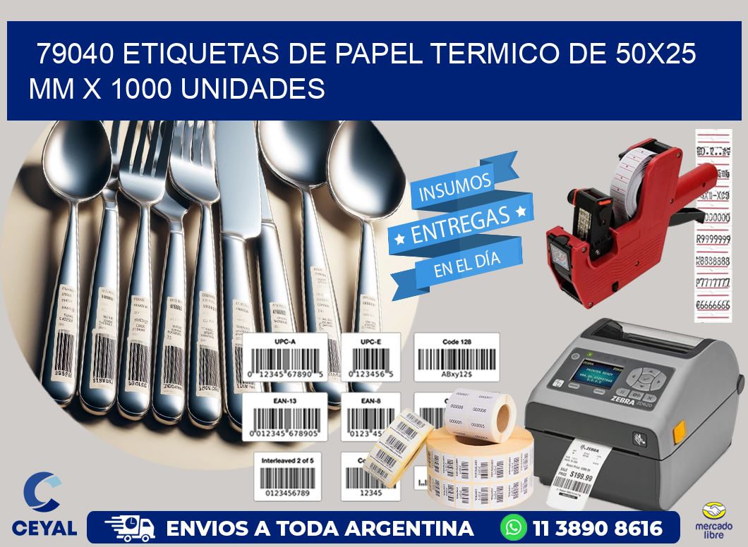 79040 Etiquetas De Papel Termico De 50×25 Mm X 1000 Unidades