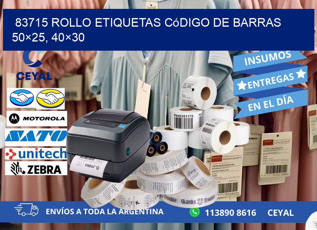 83715 rollo etiquetas código de barras 50×25, 40×30