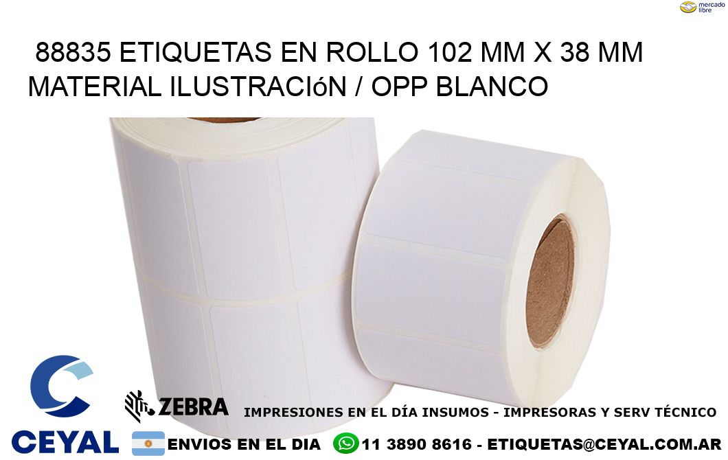 88835 Etiquetas en rollo 102 mm x 38 mm material Ilustración / OPP Blanco