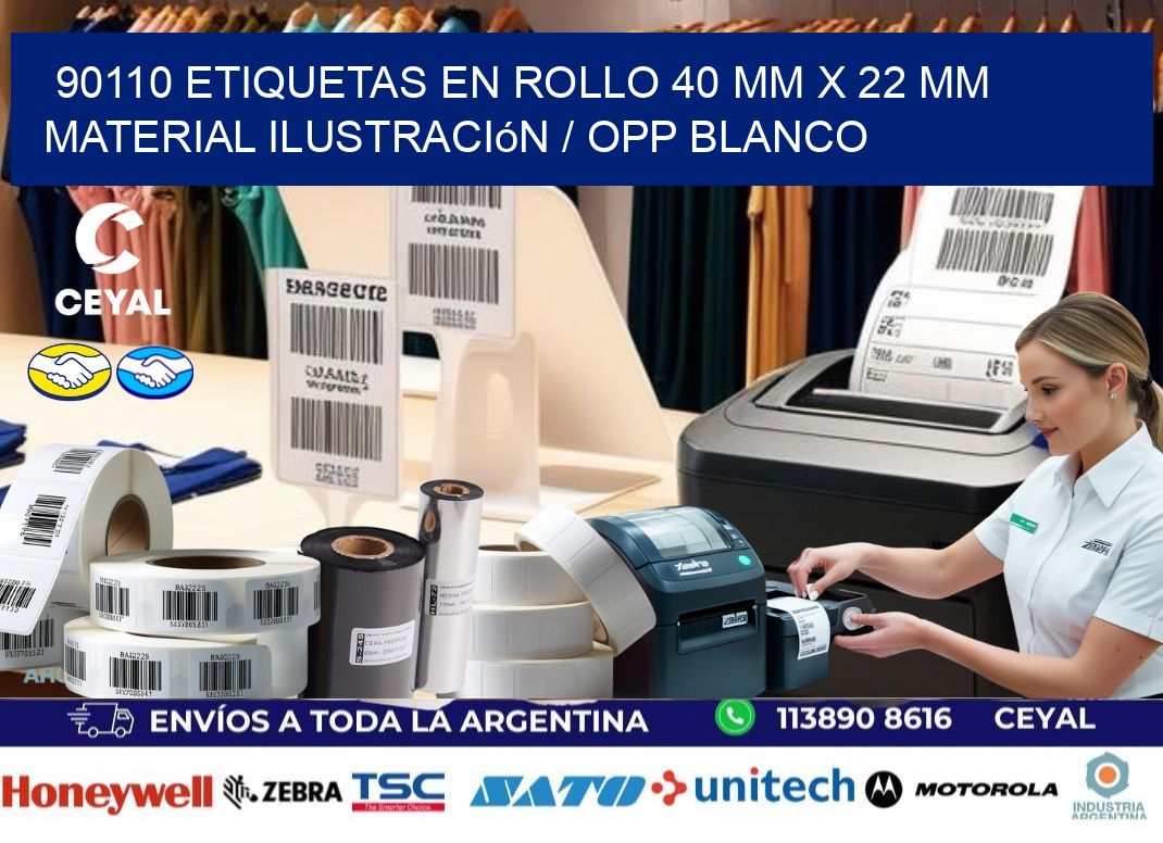 90110 Etiquetas en rollo 40 mm x 22 mm material Ilustración / OPP Blanco