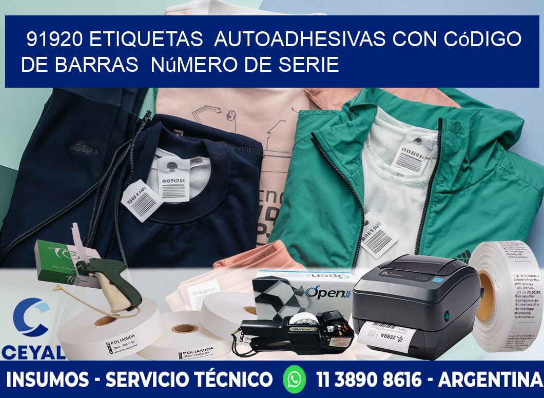 91920 etiquetas  autoadhesivas con código de barras  número de serie