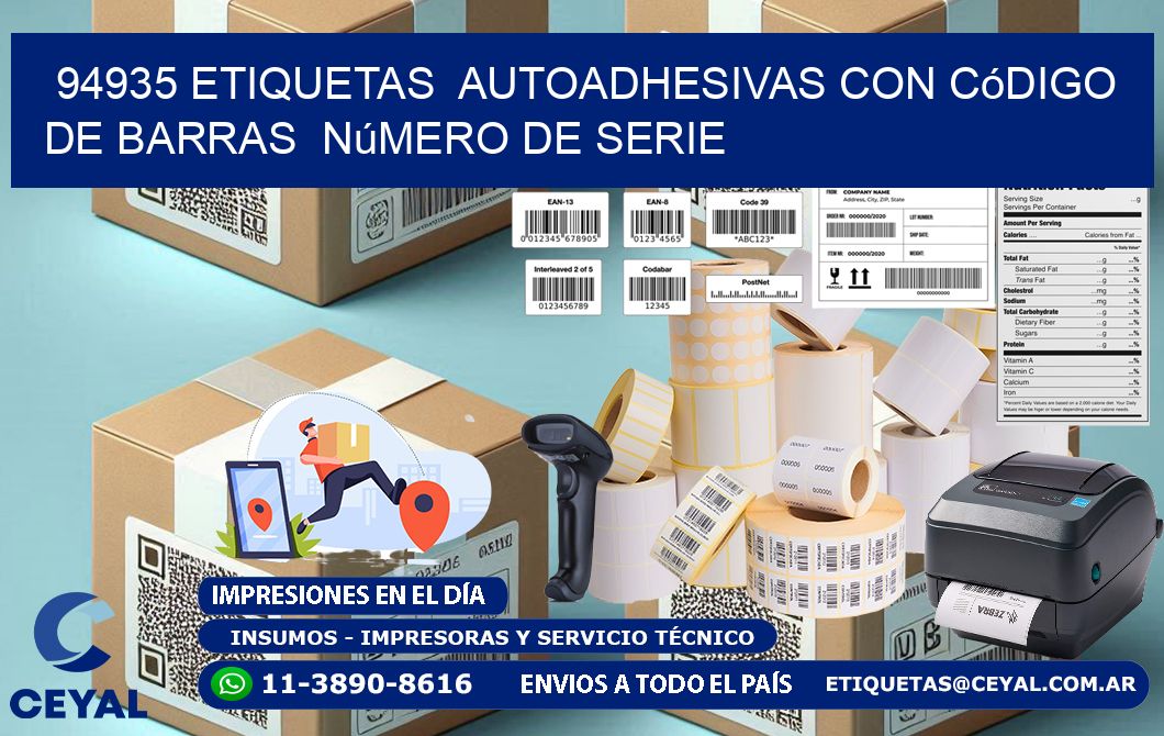 94935 etiquetas  autoadhesivas con código de barras  número de serie