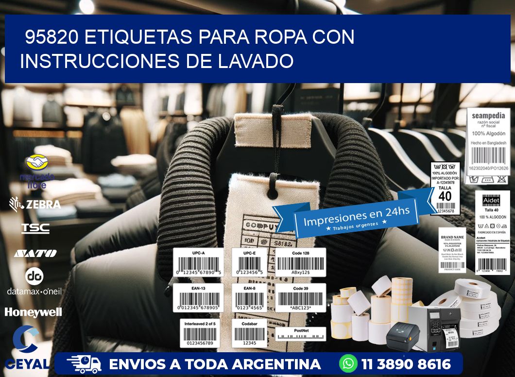 95820 etiquetas para ropa con instrucciones de lavado