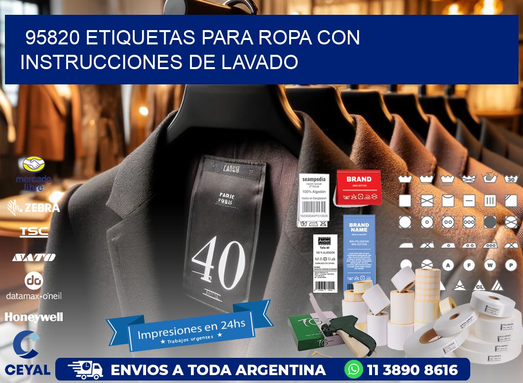 95820 etiquetas para ropa con instrucciones de lavado